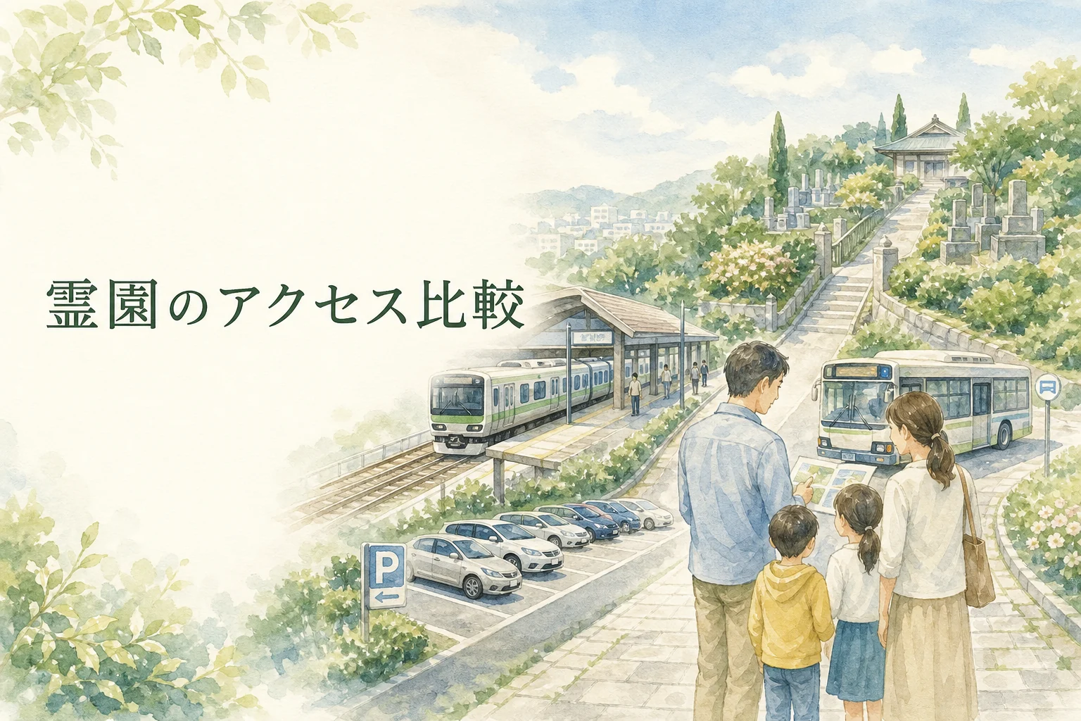 霊園のアクセス比較|駅徒歩・バス・駐車場の確認方法